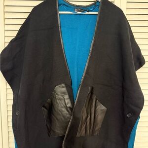 New York & Company Black Cape with Blue Lining